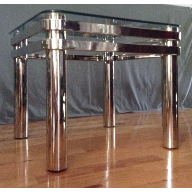 1970s American Modern Chrome and Glass Tables Design Institute America Dia - a Pair For Sale - Image 5 of 11