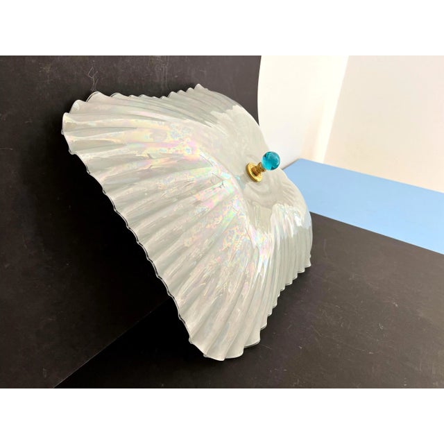 Opalescent Fluted Glass Shell Flush Light For Sale - Image 14 of 18