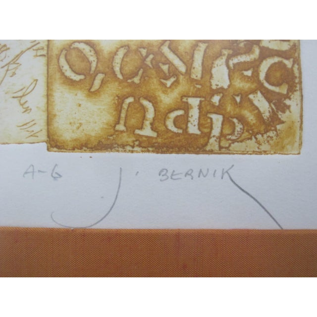 Abstract Janez Bernik Yugoslav Framed Signed Aquatint Etching Art Titled A-G For Sale - Image 3 of 6