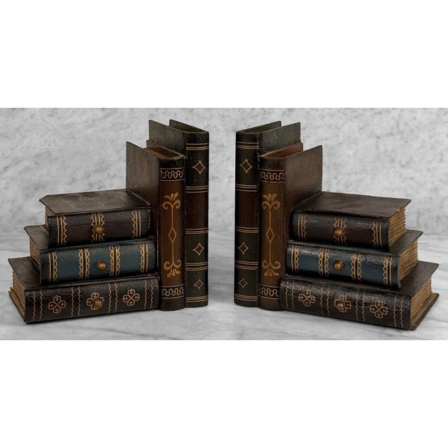 Vintage Traditional Wood Faux Book Library Bookends - A Pair For Sale - Image 4 of 9