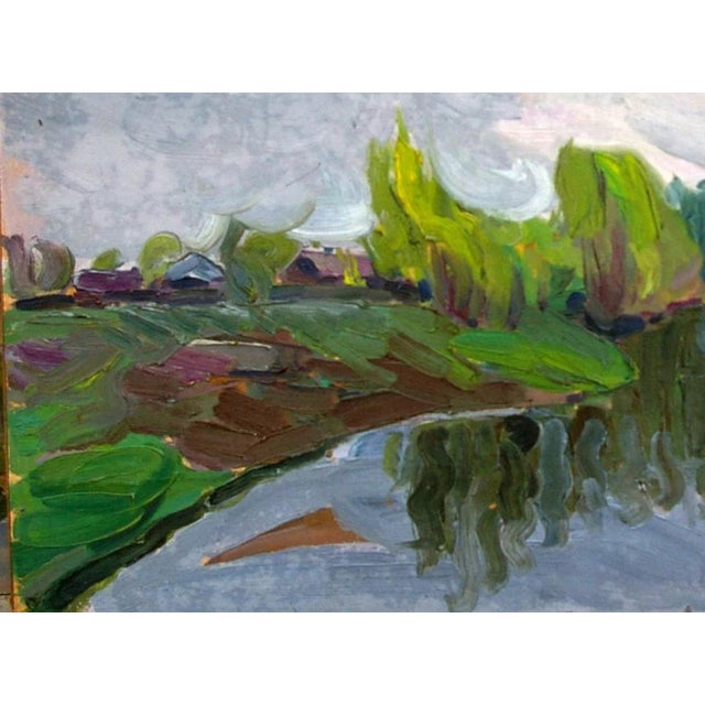 1970s 1970s Ukrainian Impressionism River Landscape Painting, Original Soviet Art 60-79,5 For Sale - Image 5 of 6