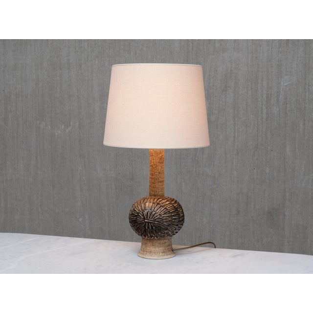 Textile Sculptural Stoneware Table Lamp by Jette Hellerøe for Axella Keramik, Denmark, 1960s For Sale - Image 7 of 12