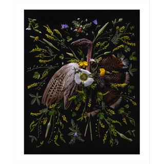 Offering II by Jenya Chernoff | Giclée print on fine art paper of a bird surrounded by flowers and plants For Sale