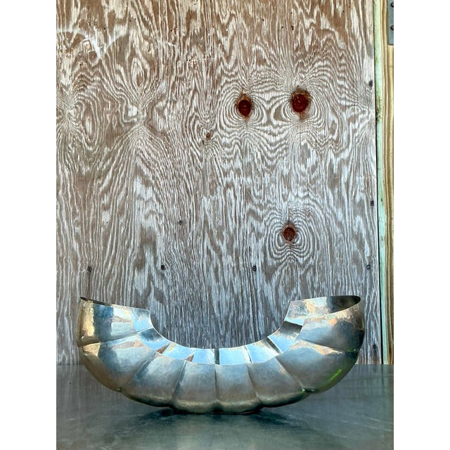 Vintage Boho Hammered Metal Victoria Tray For Sale - Image 10 of 12