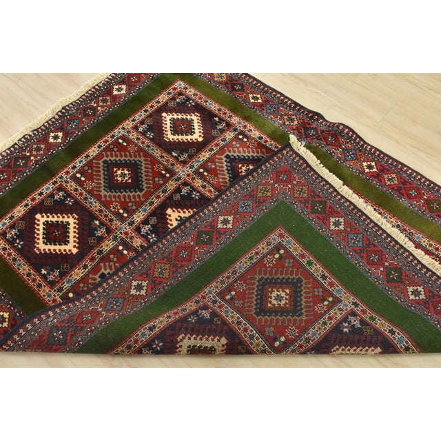 Vintage Yalameh Rug 5' X 6'5'' Multicolor Wool Tribal Hand-Knotted Carpet For Sale - Image 10 of 11