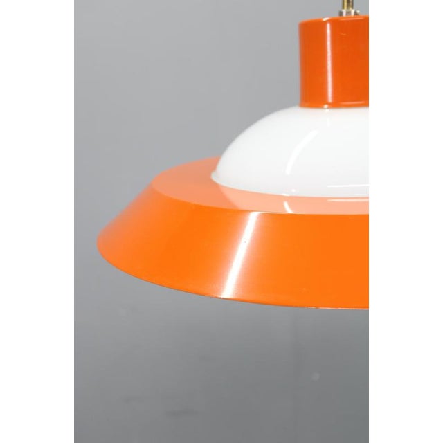 Mid-Century Czechoslovak Orange Opaline Glass Pendant Lamp, 1970s For Sale - Image 4 of 17