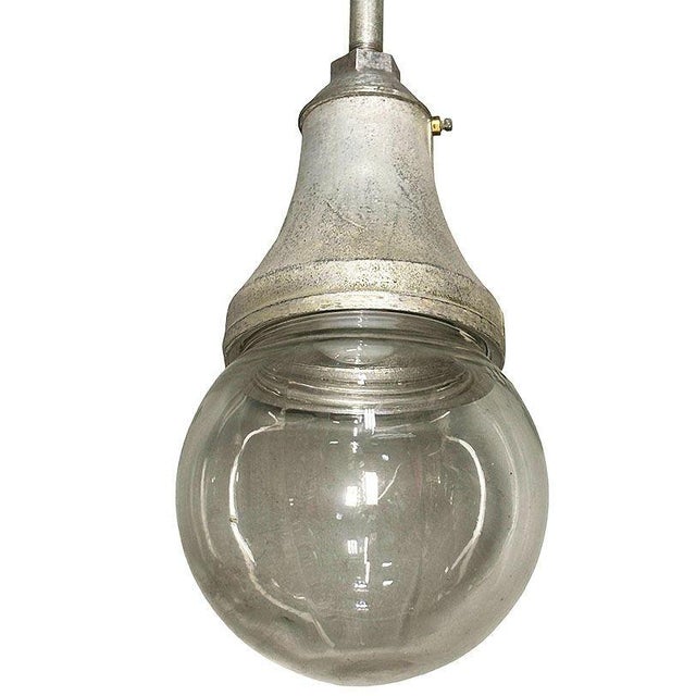 1930s 1930s Benjamin Vapor-Tight Industrial Hanging Pendant Light W/ Globe, 2 Available For Sale - Image 5 of 7