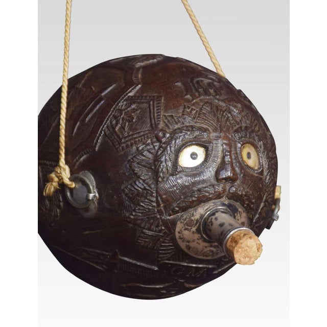 Antique Carved Bug Bear Coconut Flask For Sale - Image 3 of 5