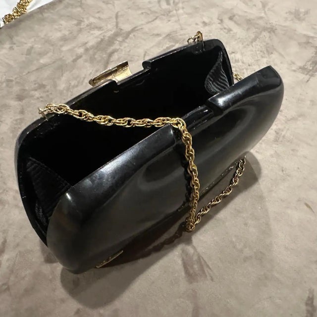 1940s Art Deco Black Bakelite and Brass Italian Evening Bag For Sale - Image 15 of 15