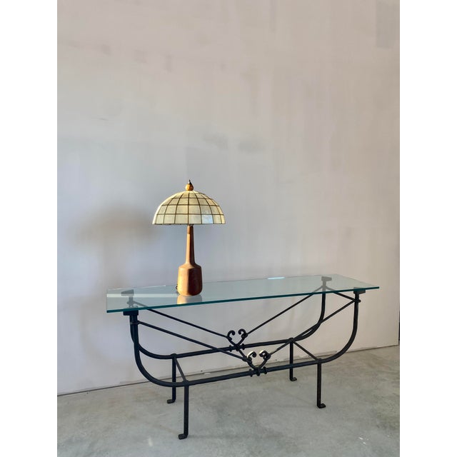 Danish Modern Table Lamp, Walnut Base With Capiz Shell Shade, 1960s For Sale - Image 15 of 16