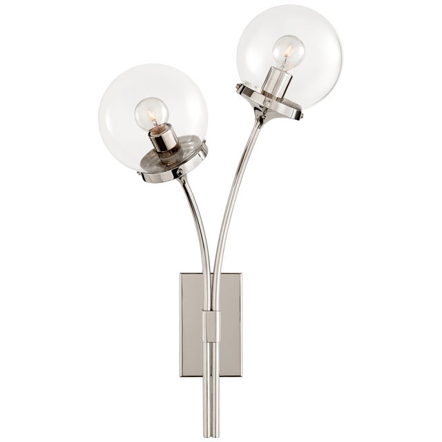 Prescott Left Sconce in Polished Nickel with Clear Glass Designer: kate spade new york Height: 20.5" Extension: 7"...