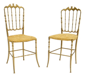 Vintage Italian Chiavari Dining Chairs in Brass, 1950, Set of 2