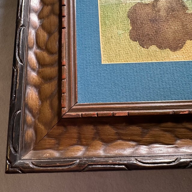 Mid 20th Century Vintage Still-Life Watercolor Painting of Flowers in a Blue Vase For Sale - Image 5 of 6