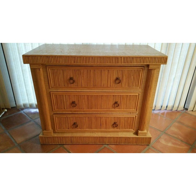 Mid Century 70s French Empire Style Godfather Rattan Chest Of