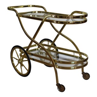 Mid-Century Modern Brass Bar Cart For Sale