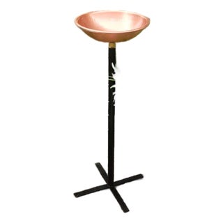 Hand-Hammered Copper Bird Bath With Stand – Handmade Moroccan Garden Decor For Sale
