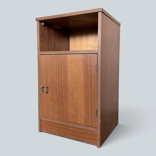 Wood Mid-Century American Teak Bedside Cabinet with Open Shelf For Sale - Image 7 of 7