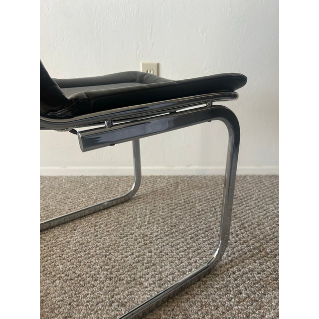 Mid Century Chrome Cantilever Dining Chair Attributed to Gastone Rinaldi, Italy,1970’s Set of 2 For Sale In Naples, FL - Image 6 of 7