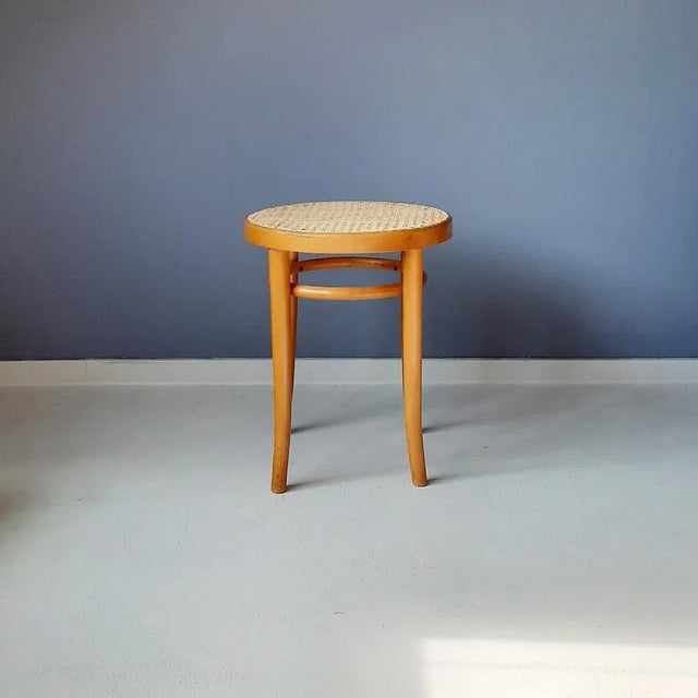 Romanian Bentwood and Rattan Stool, 1960s For Sale - Image 3 of 7