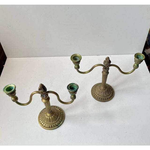 Vintage French Louis XIV Style Candelabras in Bronze, 1920s, Set of 2 For Sale - Image 4 of 9