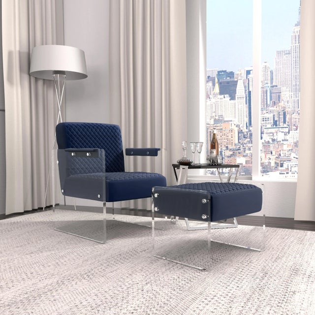 Textile Pasargad Home Tribeca Collection Velvet Stool For Sale - Image 7 of 7