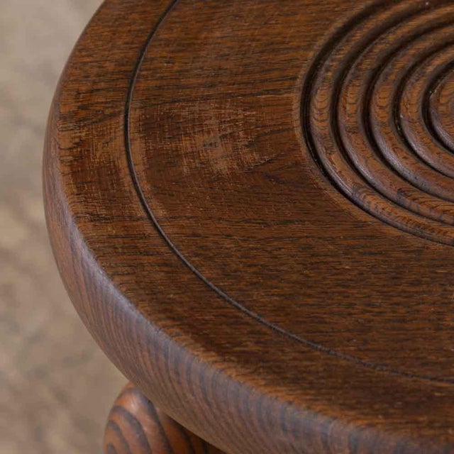 Brown 1950s French Wood Tripod Stool For Sale - Image 8 of 10