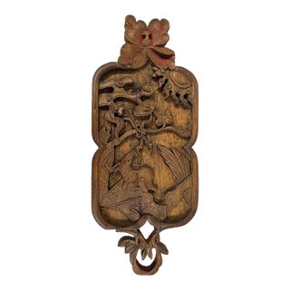 Early 20th Century Chinese 3d Carving Wooden Panel Hanging Architectural Element For Sale