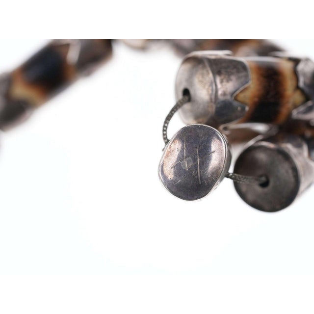 Early Native American Sterling and Deer Antler Necklace For Sale - Image 11 of 11