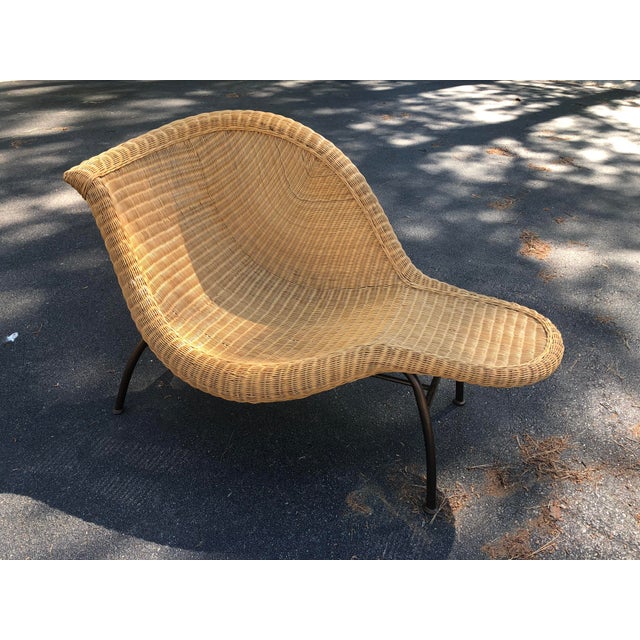 Vintage Modern Wicker Chaise Lounge Chairish