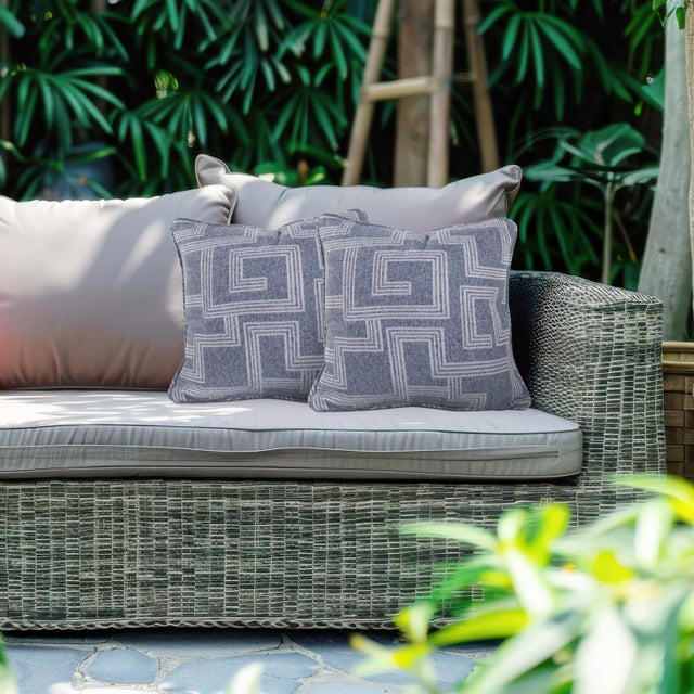 Indoor/Outdoor Pillow 24 x 24 Syros Denim For Sale - Image 9 of 11