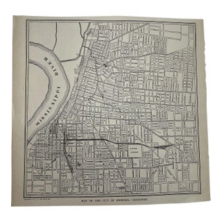 Antique 1920s Memphis Tennessee City Map For Sale