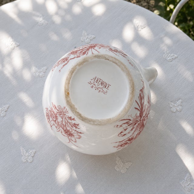 Pink Large 19th Century French Earthenware Toilet Service with Butterfly Motif by Bertrand Bordeaux Anémone For Sale - Image 8 of 13