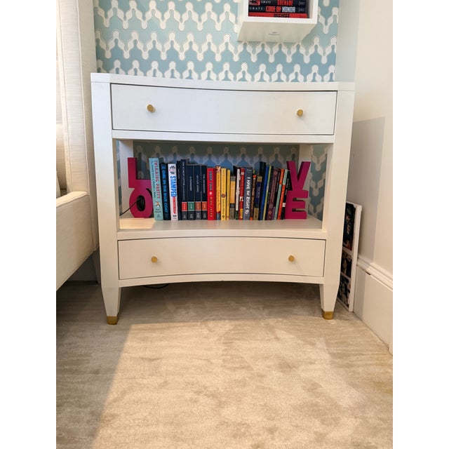 Modern History Concave Two Drawer Nightstand For Sale - Image 9 of 9