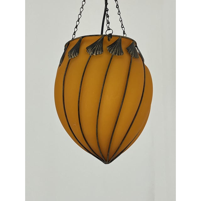 Orange Murano Glass Pendant Lamps, 1980s, Set of 2 For Sale - Image 9 of 11