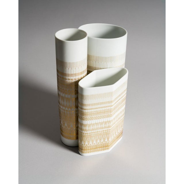 Ceramic Trio Gilded Porcelain Vases by Hans Theo Baumann & Tapio Wirkkala for Rosenthal Studio-Line, Germany, 1960s, Set of 3 For Sale - Image 7 of 18