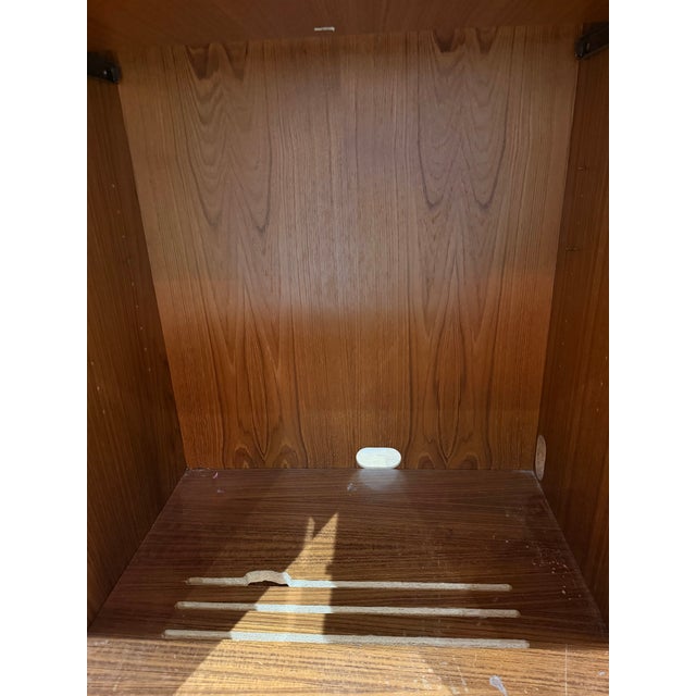 Brown Vintage Danish Modern Teak Drop-Front Cabinet / Desk Cabinet With Hettich Hardware For Sale - Image 8 of 17