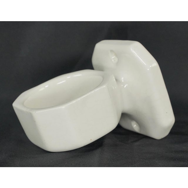 Vintage European surface mount wall bathroom cup holder made of white ceramic with a crackle finish. The original mounting...
