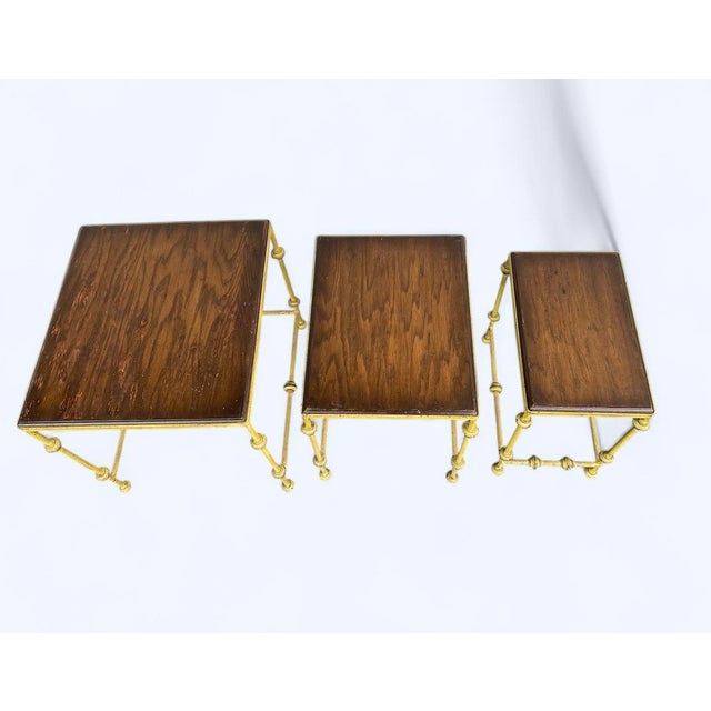 Early 20th Century Italian Hand Forged Wrought Iron and Oak Nesting Tables - Set of 3 For Sale - Image 9 of 12