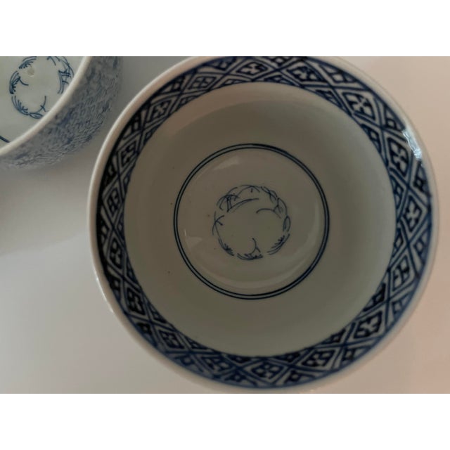 Antique Blue and White Japanese Teacups - Set of 9 - Mizinkarakusa Intricate Designs For Sale - Image 9 of 15