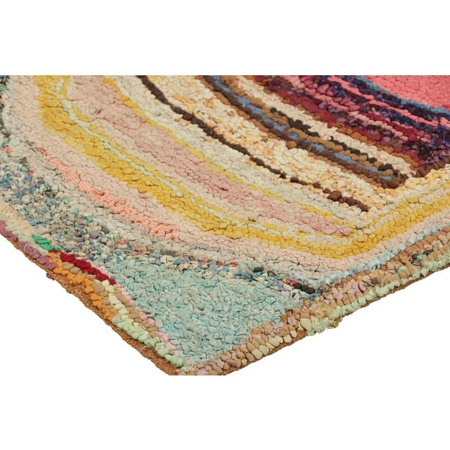 Antique Hooked Rug With Polychromatic Geometric Patterns | Rug & Kilim For Sale In New York - Image 6 of 7