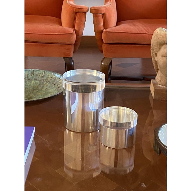 Modern Acrylic and Silver-Plated Boxes from Mellerio Paris, 1970s, Set of 2 For Sale - Image 4 of 18