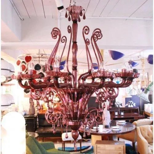 Amethyst Blown Venetian Glass Chandelier, 1960s For Sale - Image 6 of 7