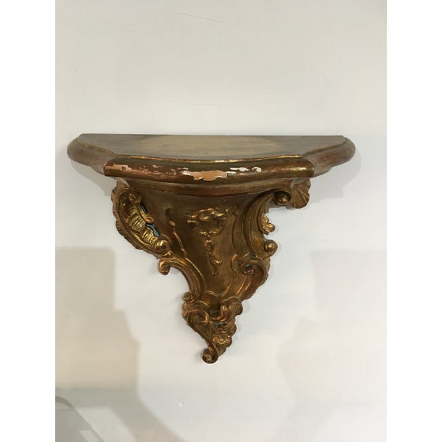 Pair of 19th Century Italian Rococo Giltwood Wall Shelves With Original Gold Leaf For Sale In Los Angeles - Image 6 of 12