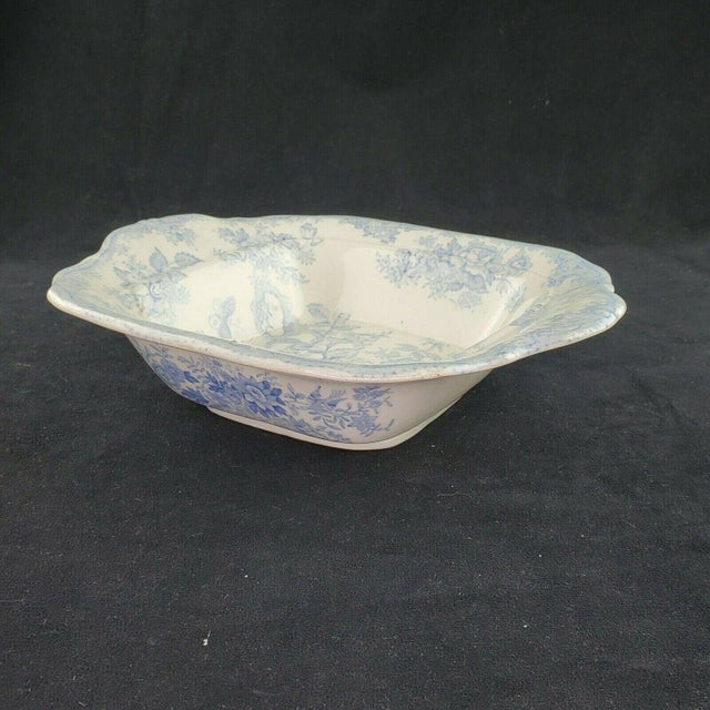 Antique Asiatic Pheasant Blue and White Transferware Serving Bowl Dish Small Beautiful antique transferware serving dish...
