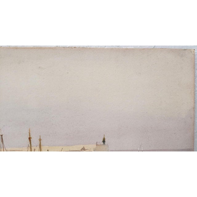 Paint Antique English Coastside Watercolor Painting 19th C. For Sale - Image 7 of 8