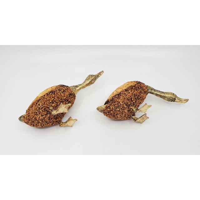 Sculpture Pair - Rare 1970s Tarzia Hand Made Italian Brass Ducks With African Bamboo Beads by Tarzia Firenze Italy For Sale - Image 11 of 14