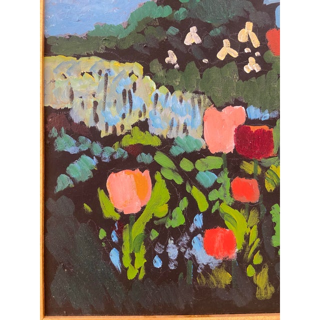 1990s 1997 Milo Winters Jr. Vibrant Impressionist Garden Landscape Oil Painting - Framed For Sale - Image 5 of 14
