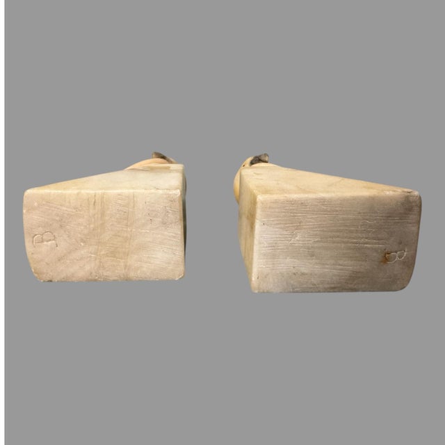 Early 20th Century Pair of Antique Victorian Alabaster Multi Colored Figural Parakeet Bookends For Sale - Image 5 of 6