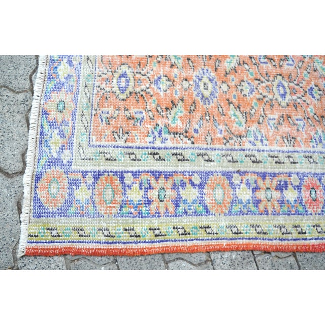 Geometric Anatolian Handknotted Turkish Rug For Sale - Image 4 of 8