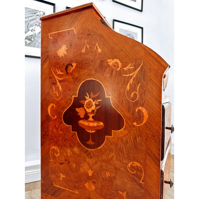 Louis XV Italian Bombé Marquetry Secretary Desk, 1960s For Sale - Image 18 of 18